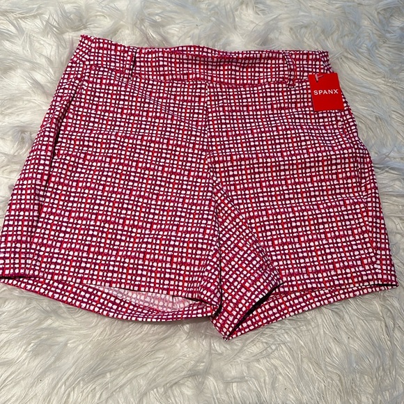 NWT SPANX Sunshine Shorts Size S/P Hibiscus Gingham 4” Pull On 50212R - Picture 3 of 5